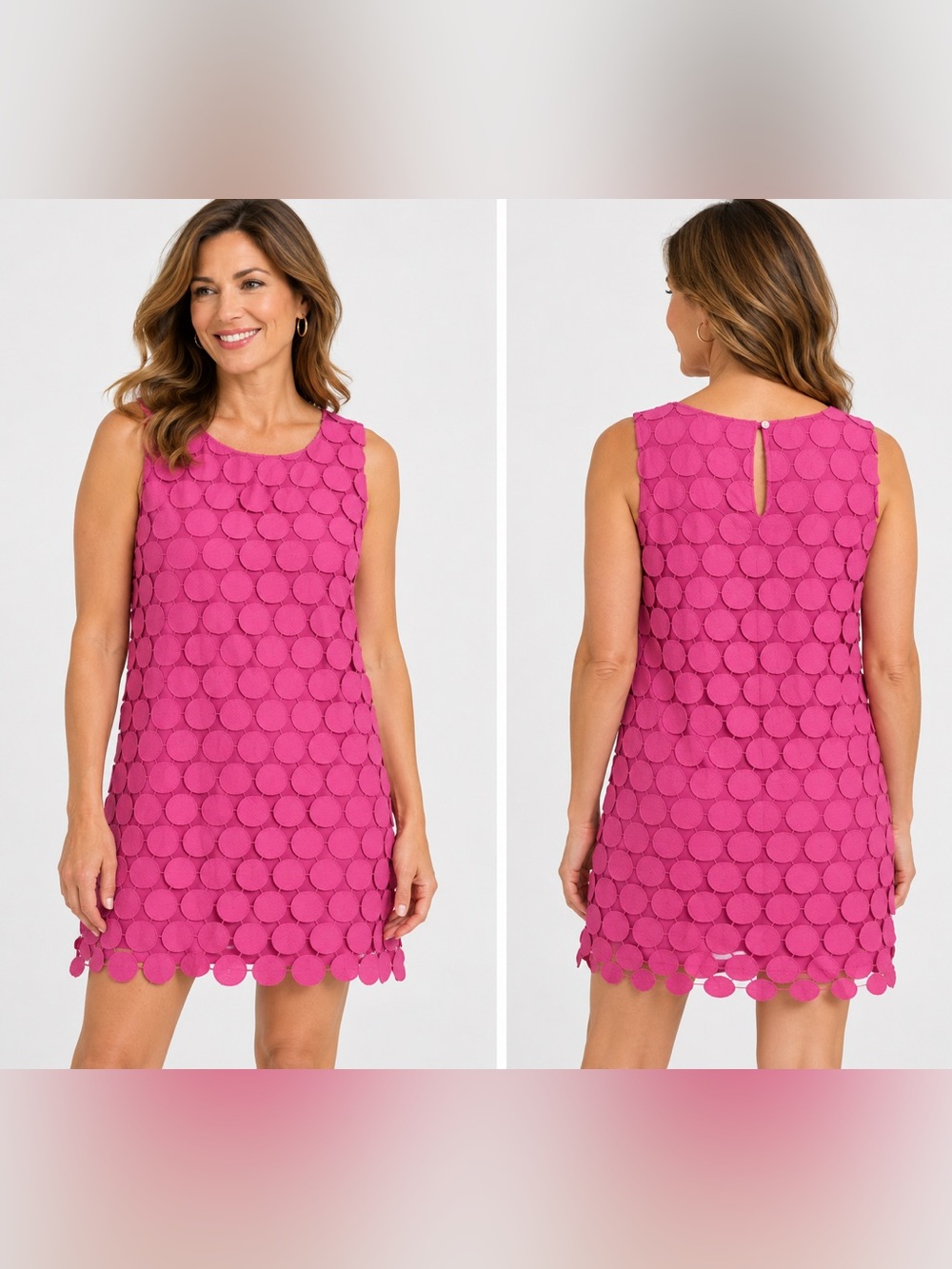 Umgee Fuchsia Circle-Appliqué Mini Dress